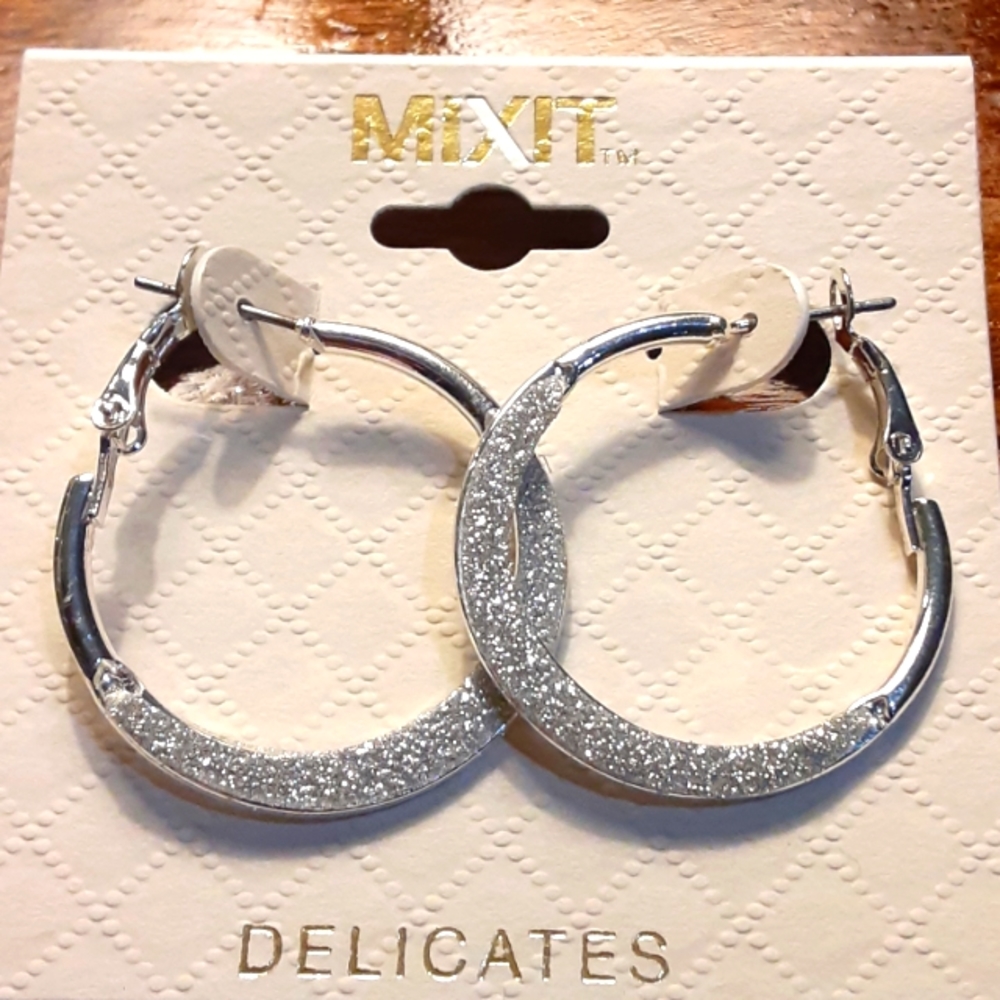 Mixit silver hoop earrings